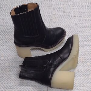 Elegant Black Ankle Boots with Cream Sole